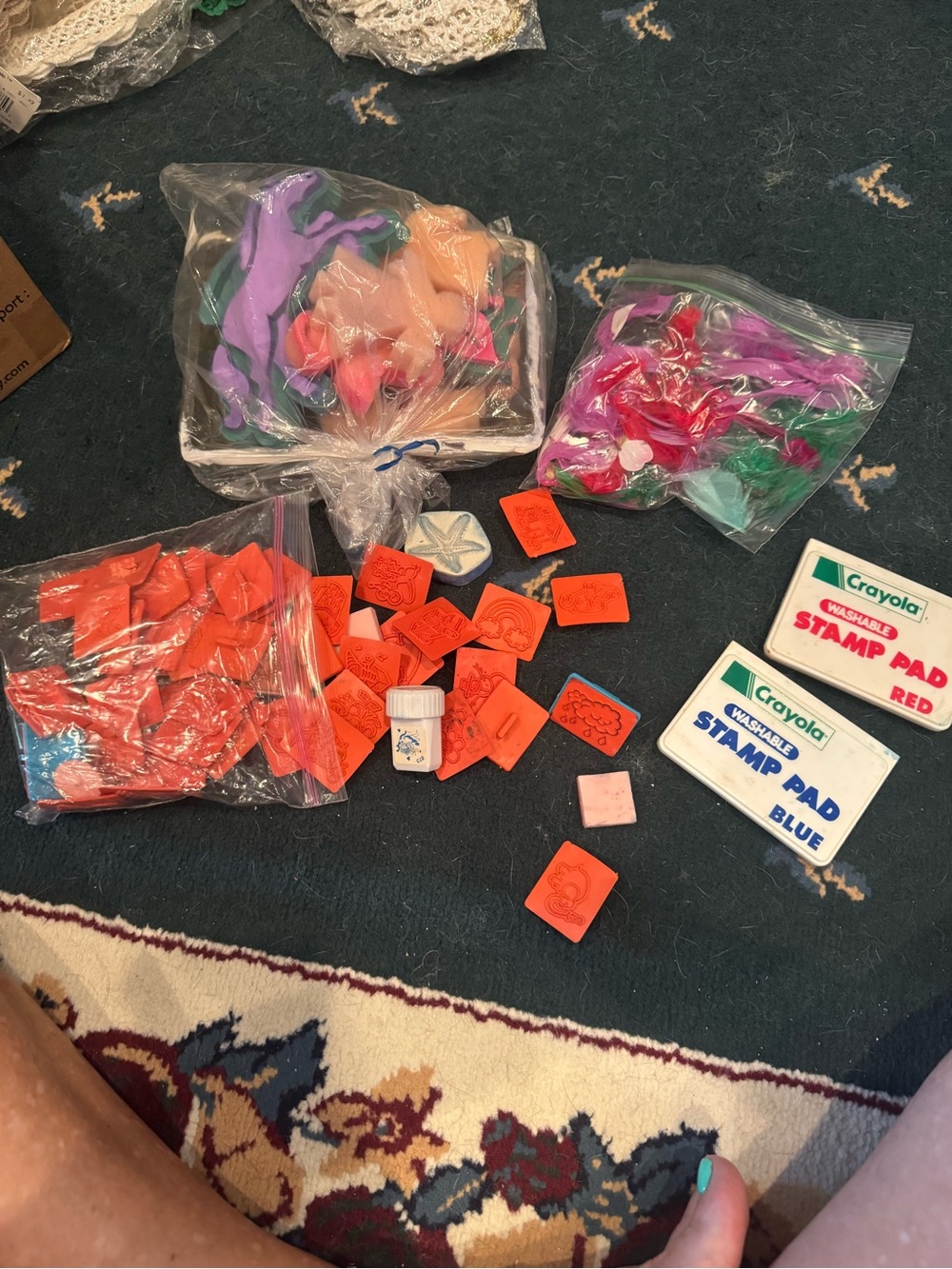Crayola Foam and Rubber Stamp Assortment with Red and Blue Pads
